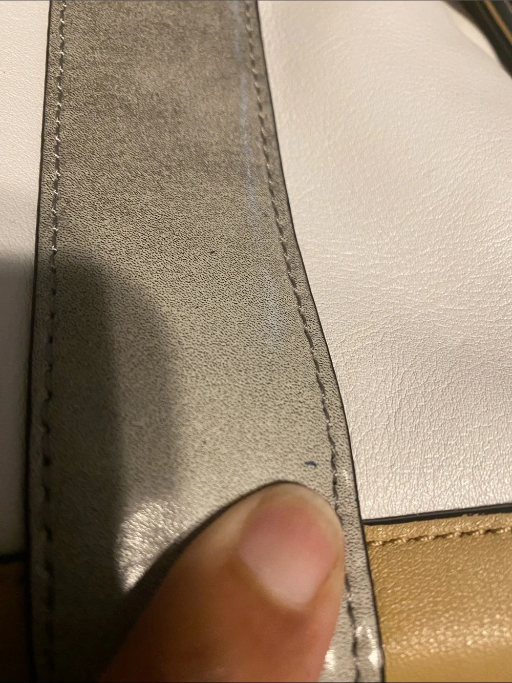Coach White Leather Bleecker Satchel with Tan and Gray Trim